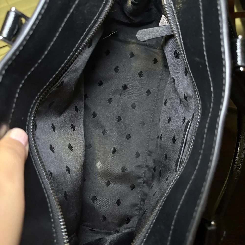 Kate Spade Cameron Navy Glitter Black Saffiano Leather Satchel Crossbody Handbag